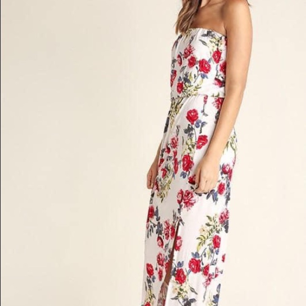 💛Strapless Floral Maxi Dress